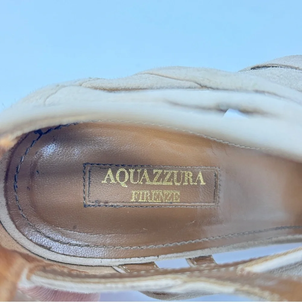 Aquazzura Suede Belgravia Lace Up Pointed Toe Pumps Size 39
